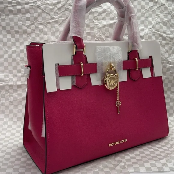 MICHAEL KORS HAMILTON MEDIUM SATCHEL 
 COLOR: Electric Pink 
NWT - Picture 2 of 16